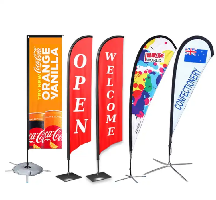 Outdoor Flying Wind Polyester Beach Feather Flags Banners Double Sided Printed Promotion Business Advertising Flag